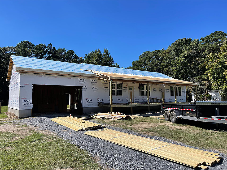 A home addition under construction