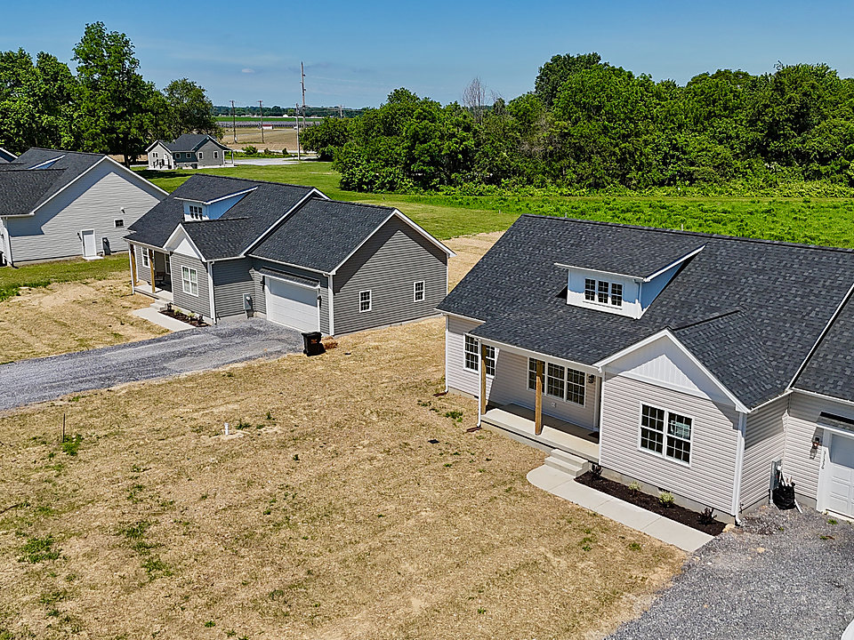 Aerial view of new homes and roofs