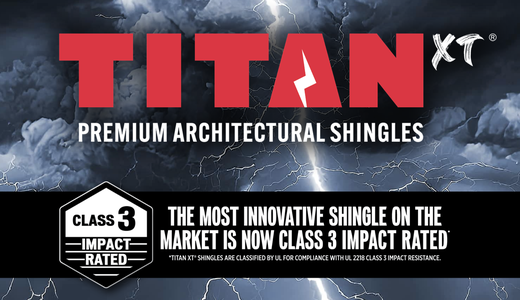 TAMKO Titan XT premium architectural shingles, Class 3 impact rated