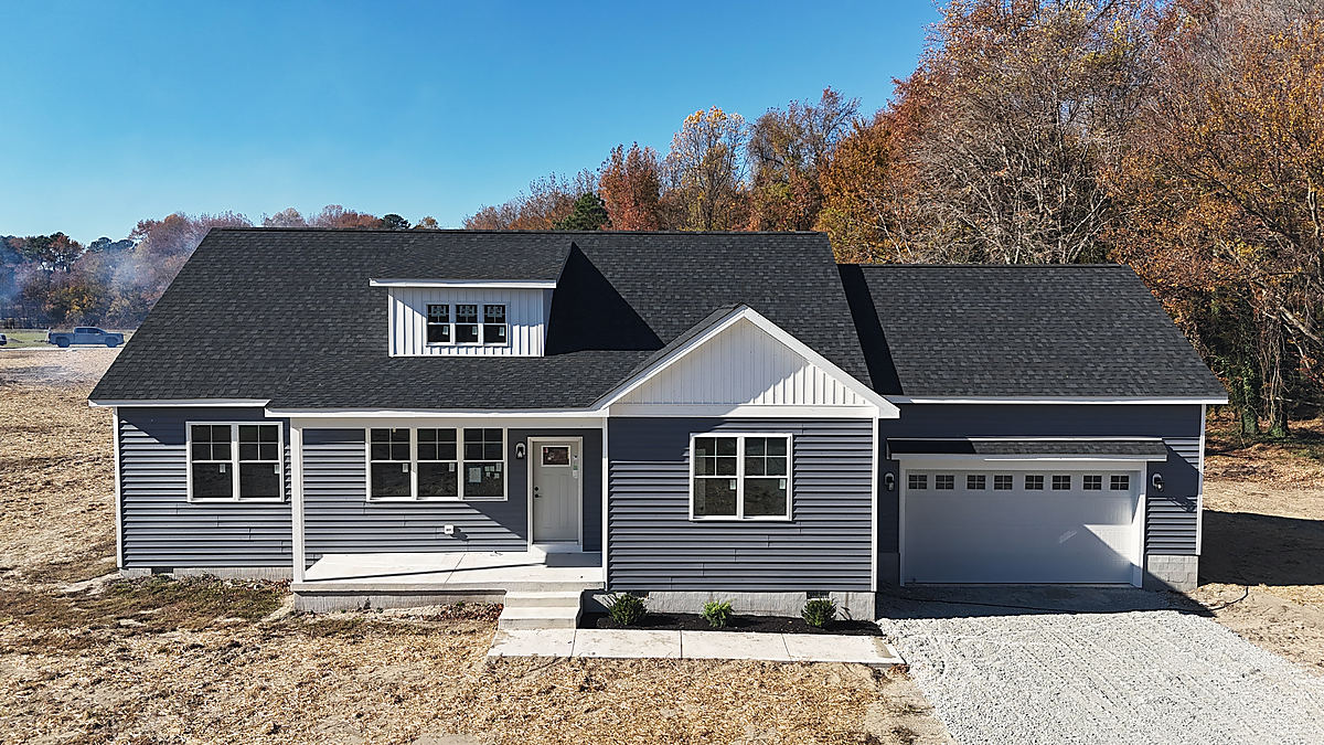 A custom home in Preston: the rear of the home from above