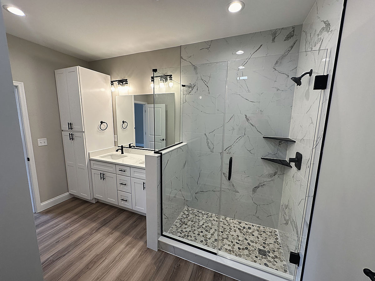 A custom home in Preston: a tiled primary shower