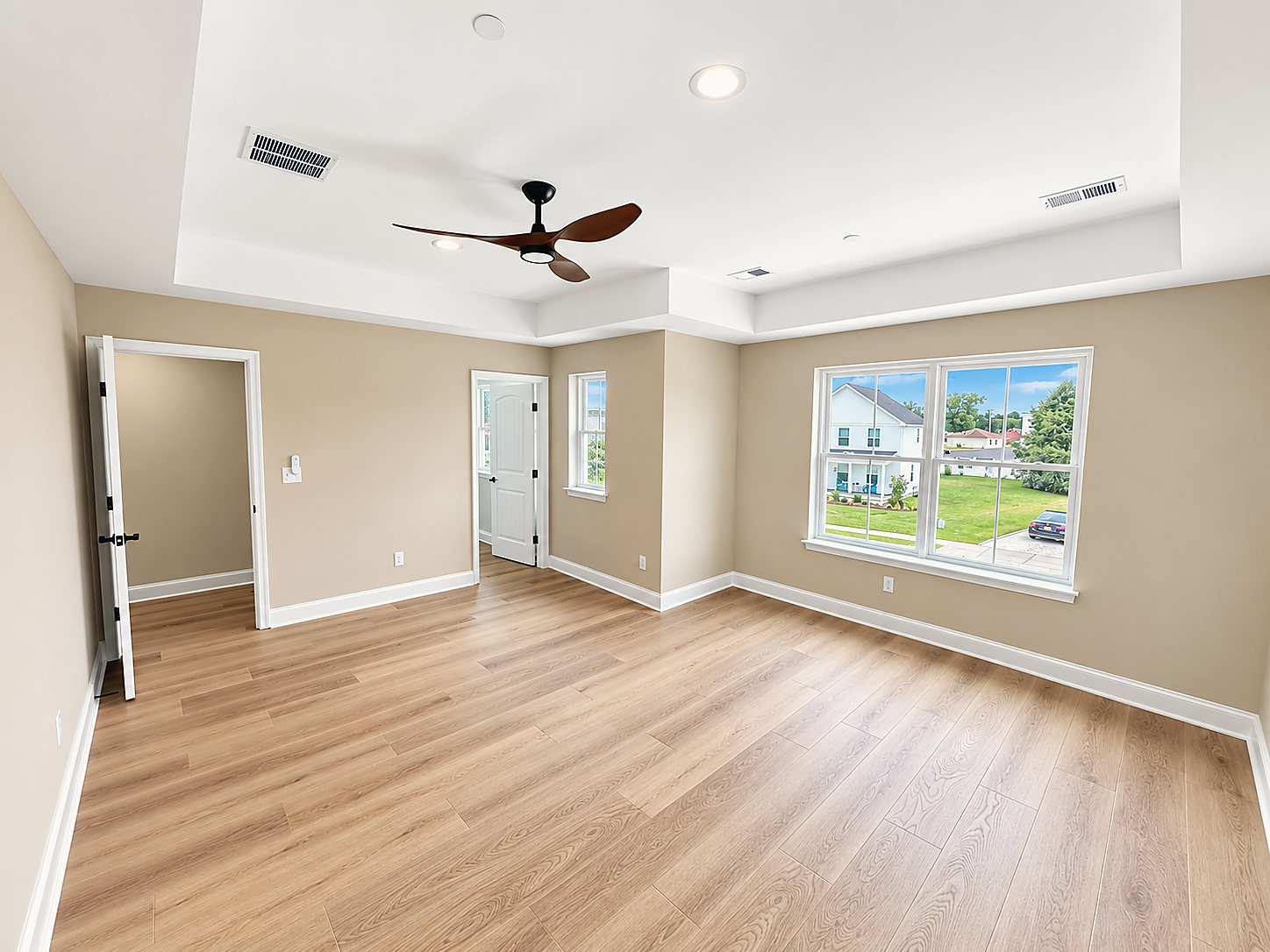 The living room at 1402 Cedar Run, open to the kitchen