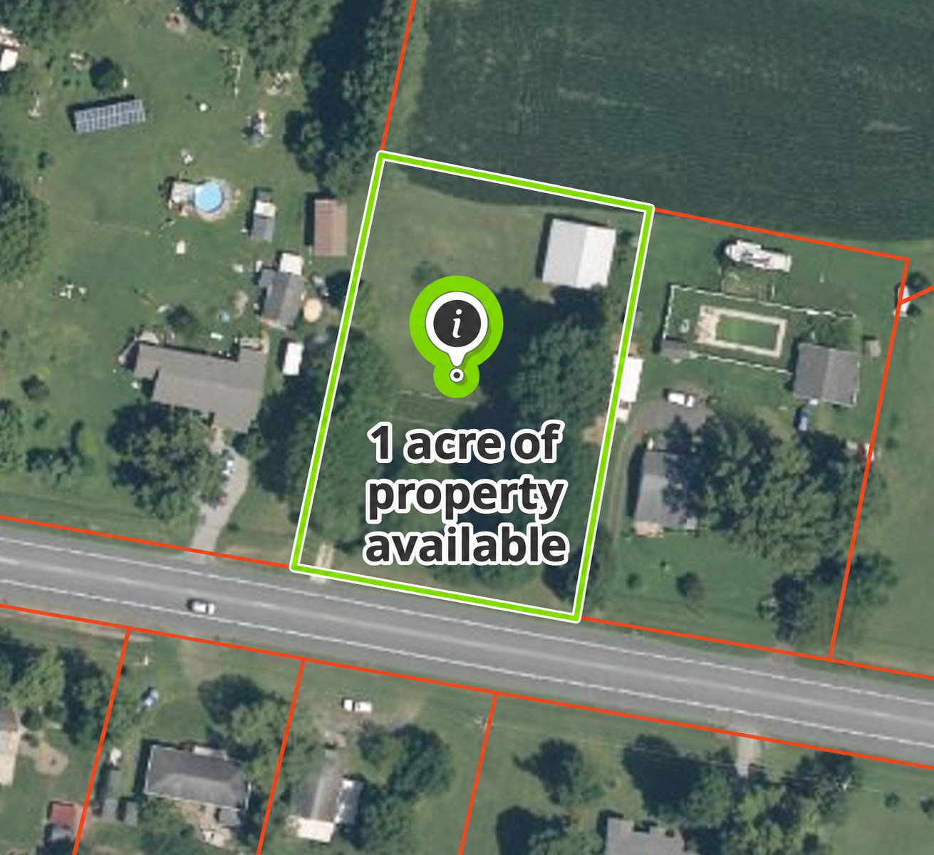 Map of the one acre lot on Dover Bridge Road in Preston