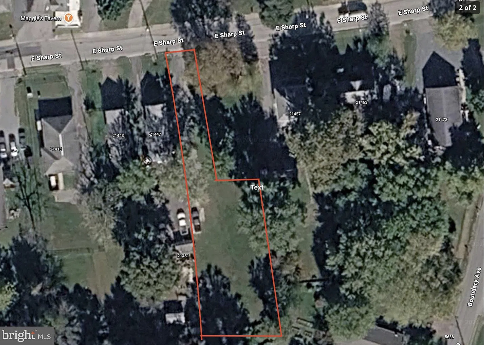 Aerial view of the E Sharpe Street lot in Rock Hall