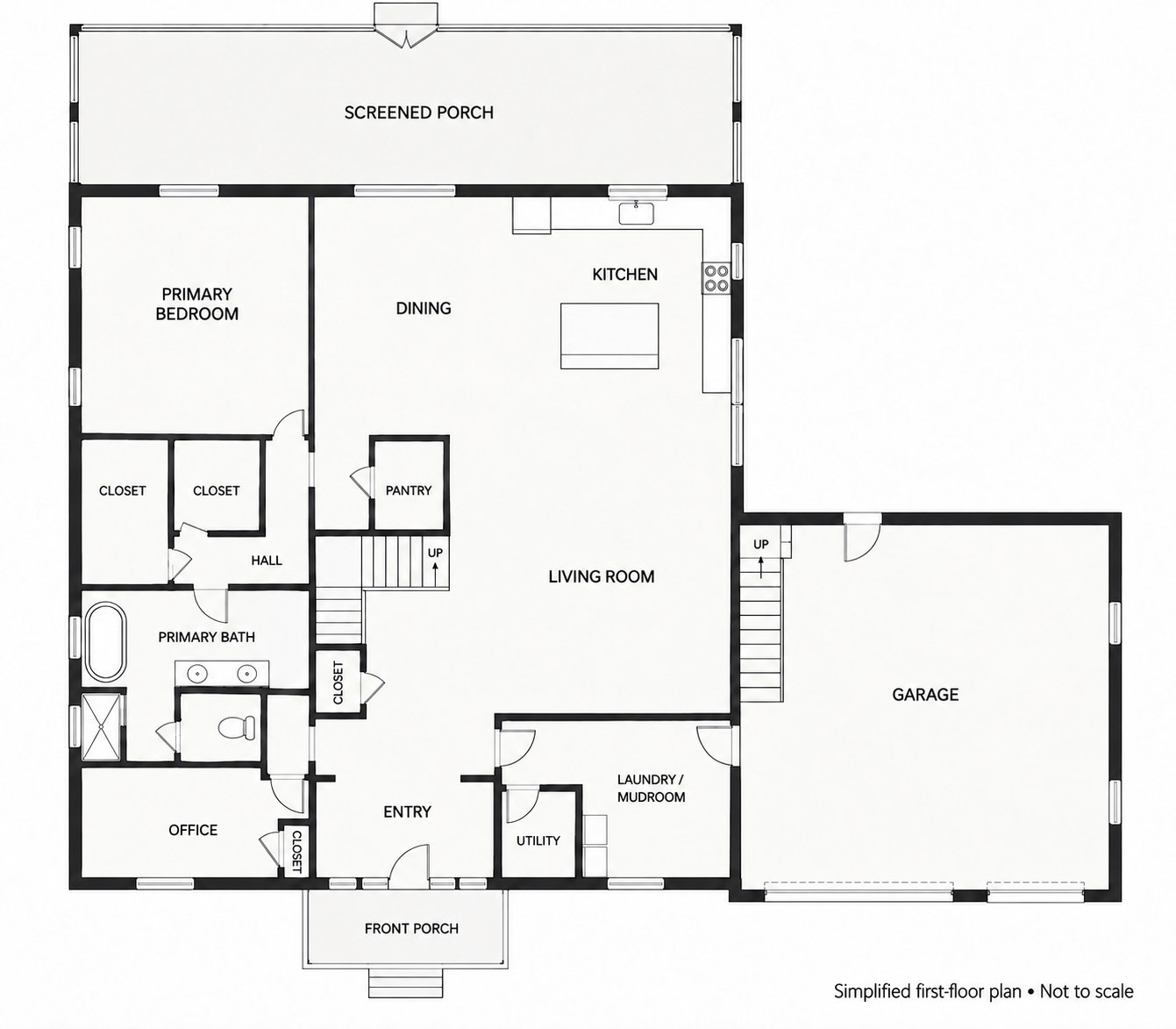 The Royal Oak floor plan: First floor and second floor