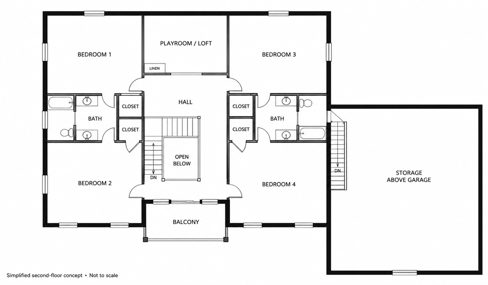 The Royal Oak floor plan: Second floor