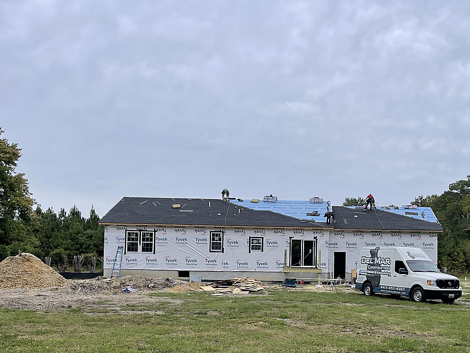 A finished roof replacement on a two-story home