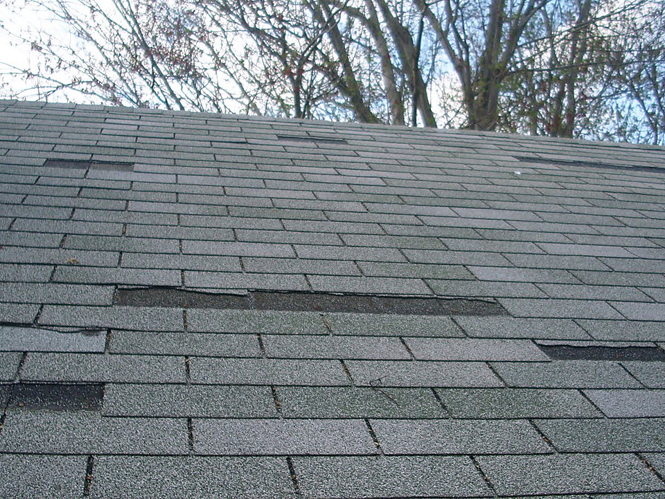 Missing shingles after a wind storm